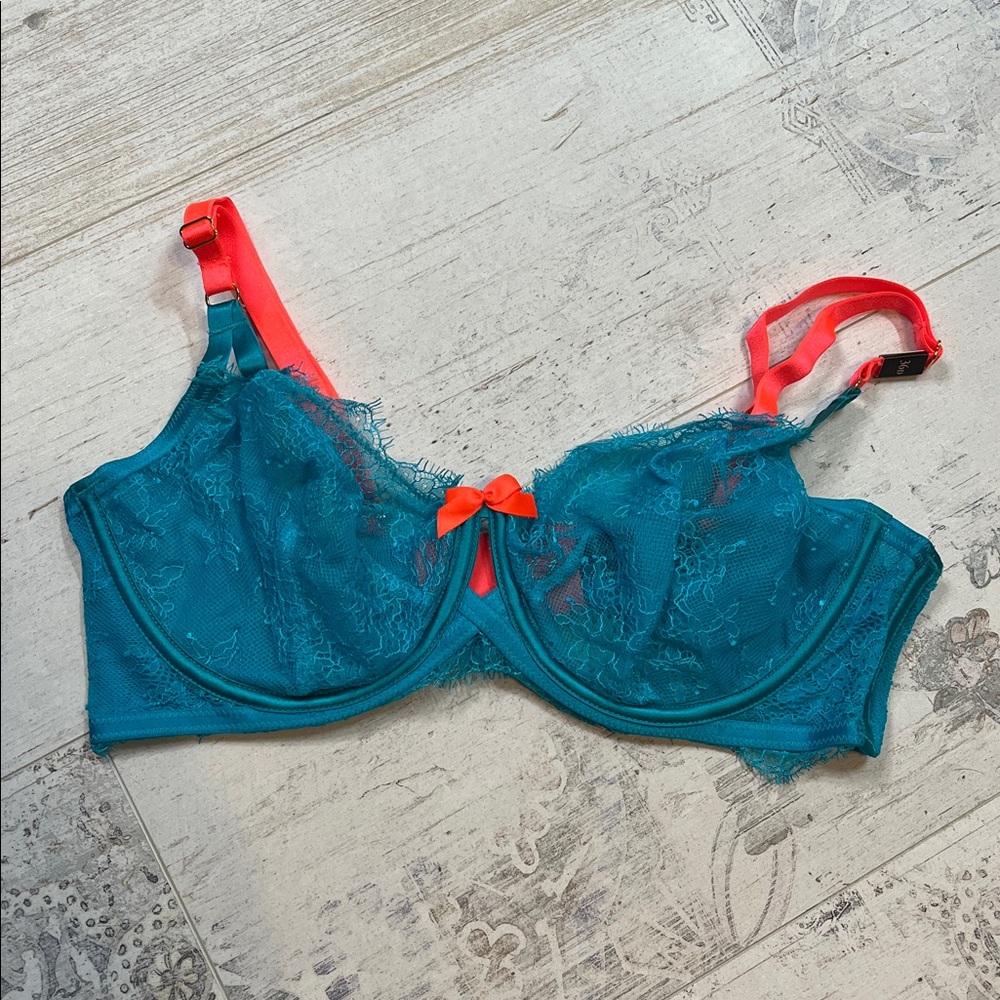Victoria's Secret Very Sexy Neon Turquoise Lace Unlined Demi Bra 36D